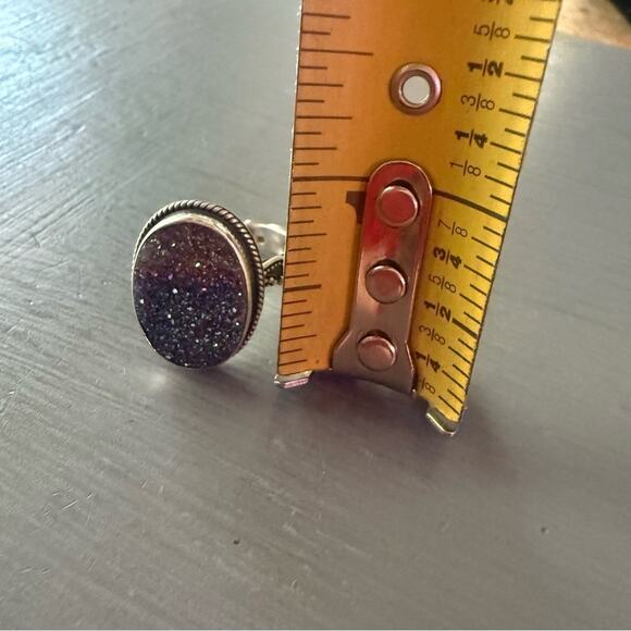 Lori Bonn 925 Sterling Silver Druzy Ring Size 8.5 - Picture 3 of 10